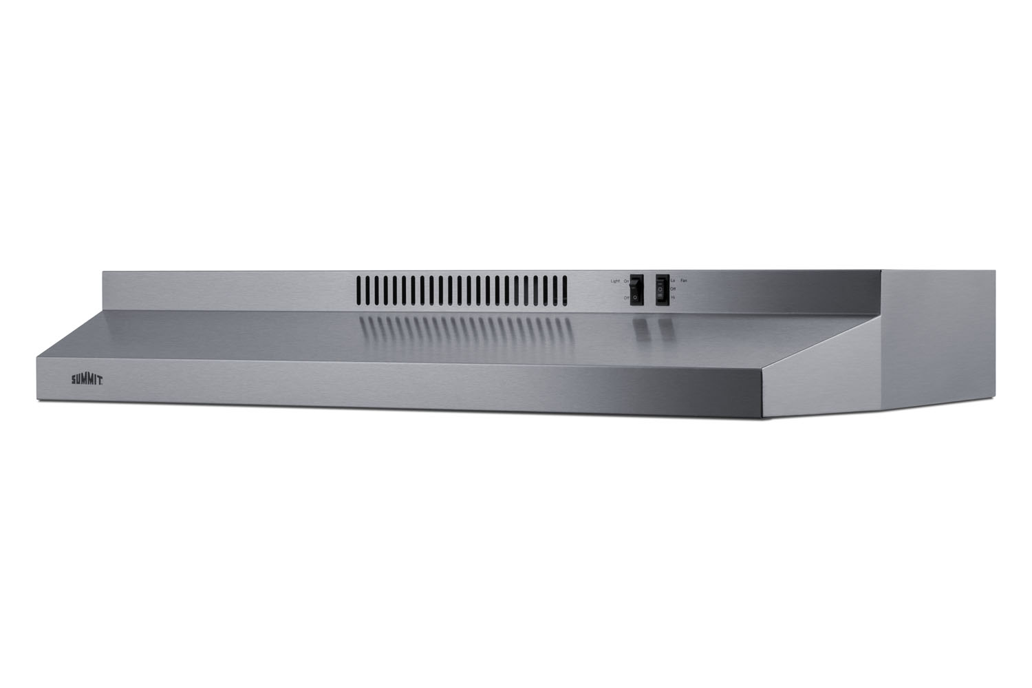 36 inch wide under cabinet convertible range hood for ducted or ductless use in stainless steel
